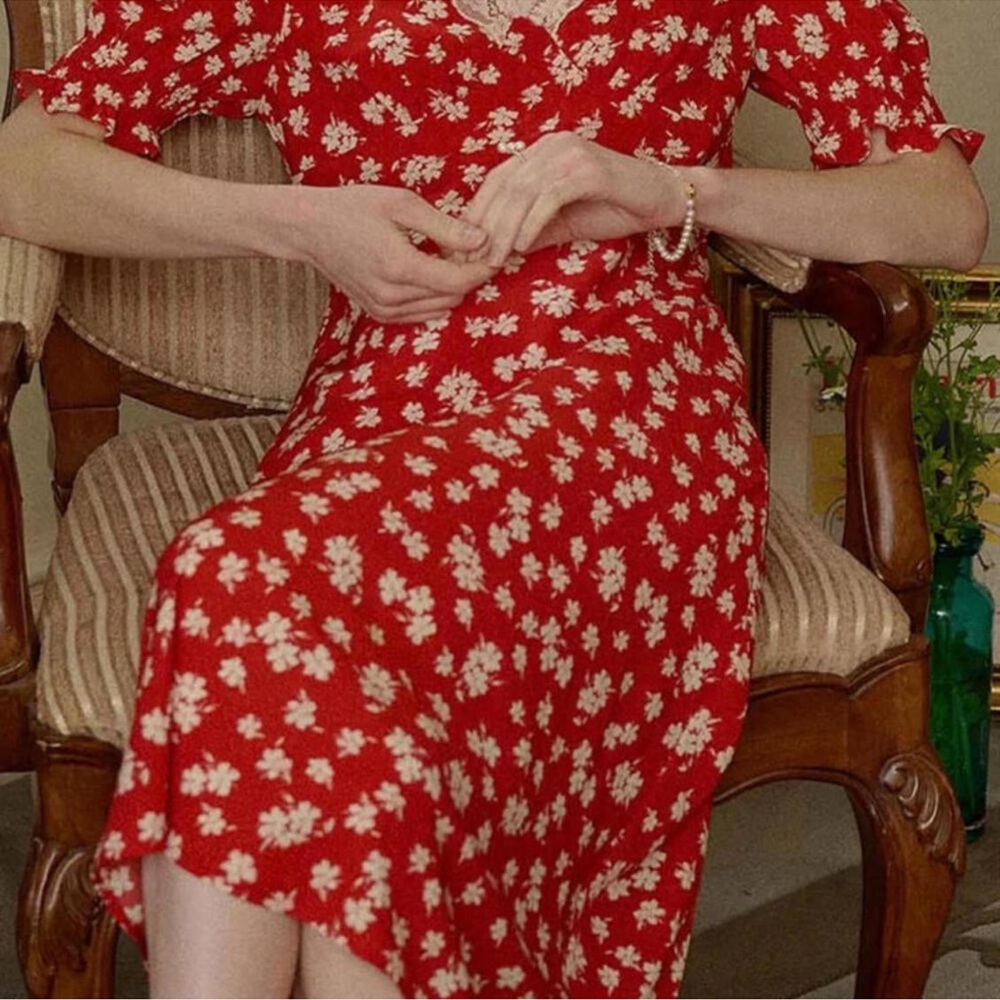 NWT Simply Retro Stormi Floral Midi Dress | Lace Trim | Size S - Picture 3 of 13